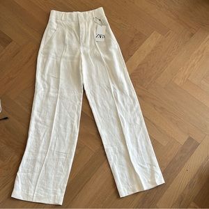 Zara linen trousers nwt white cream small